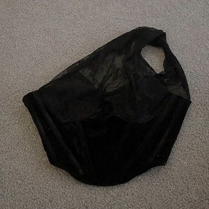 corset top with lace sleeve